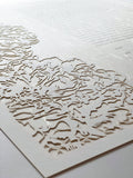 Papercut Ketubah Peonies on Washi Paper