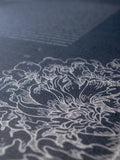 Signature Ketubah Peony Corner on Bookcloth