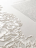 Ketubah Papercut - Peonies (Classic Design)