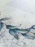 Signature Ketubah Green Laurel on Bookcloth