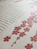Signature Ketubah - Falling Blossoms on Washi Paper