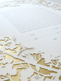 Ketubah Papercut - Cherry Blossoms (Metallic Border)