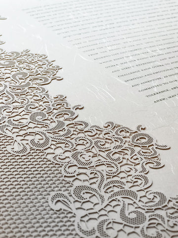 Papercut Ketubah Lace Fringe on Washi Paper