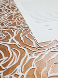 Ketubah Papercut - Roses Frame (Metallic Border)