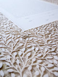 Ketubah Papercut - Lace Leaves (Metallic Border)