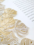Ketubah Papercut - Tropical Flora (Metallic Border)