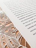 Ketubah Papercut - Tropical Frame (Metallic Border)