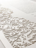 Ketubah Papercut - Peonies (Classic Design)