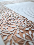 Ketubah Papercut - Lace Leaves (Metallic Border)