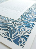 Ketubah Papercut - Roses Frame (Printed Border)