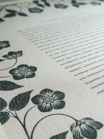 Signature Ketubah - Blooming Garden on Bookcloth