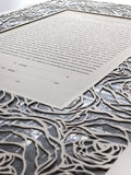 Ketubah Papercut - Roses Frame (Metallic Border)