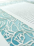 Ketubah Papercut - Roses Frame (Printed Border)