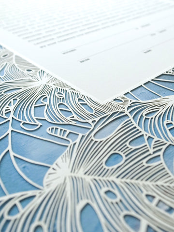 Ketubah Papercut - Tropical Frame (Printed Border)