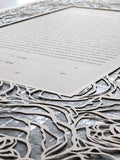 Ketubah Papercut - Roses Frame (Metallic Border)