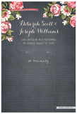 Quaker Marriage Certificate - Blooming Peonies (parchment slate blue)