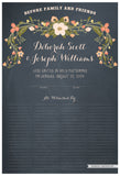Quaker Marriage Certificate - Flower Garland (chalkboard slate blue)