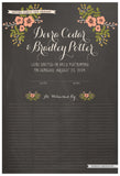 Quaker Marriage Certificate - Folk Garland (chalkboard charcoal/tea pink flowers)