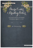 Quaker Marriage Certificate - Folk Garland (chalkboard slate blue/vanilla flowers)