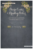 Quaker Marriage Certificate - Folk Garland (parchment slate blue/vanilla flowers)
