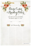 Marriage Certificate - Folk Garland (watercolor eggshell/red flowers)