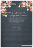 Quaker Marriage Certificate - Blooming Peonies (chalkboard slate blue)