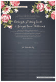 Quaker Marriage Certificate - Blooming Peonies (slate blue)