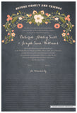Quaker Marriage Certificate - Flower Garland (parchment slate blue)