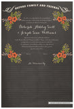 Quaker Marriage Certificate - Folk Garland (chalkboard charcoal/red flowers)