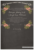 Quaker Marriage Certificate - Folk Garland (chalkboard charcoal/tea pink flowers)