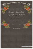 Quaker Marriage Certificate - Folk Garland (parchment charcoal/red flowers)