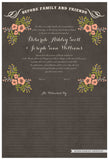 Quaker Marriage Certificate - Folk Garland (parchment charcoal/tea pink flowers)