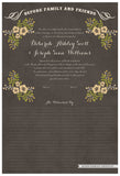 Quaker Marriage Certificate - Folk Garland (parchment charcoal/vanilla flowers)