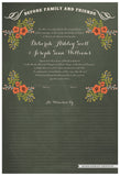 Quaker Marriage Certificate - Folk Garland (chalkboard moss/red flowers)