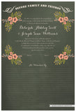 Quaker Marriage Certificate - Folk Garland (chalkboard moss/tea pink flowers)