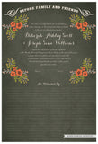 Quaker Marriage Certificate - Folk Garland (parchment moss/red flowers)