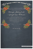 Quaker Marriage Certificate - Folk Garland (chalkboard slate blue/red flowers)
