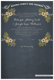 Quaker Marriage Certificate - Folk Garland (chalkboard slate blue/vanilla flowers)