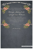 Quaker Marriage Certificate - Folk Garland (parchment slate blue/tea pink flowers)