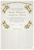 Quaker Marriage Certificate - Folk Garland (ascot gray/vanilla flowers)