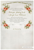 Marriage Certificate - Folk Garland (watercolor ascot gray/red flowers)