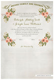 Marriage Certificate - Folk Garland (watercolor ascot gray/tea pink flowers)