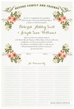 Quaker Marriage Certificate - Folk Garland (eggshell/tea pink flowers)