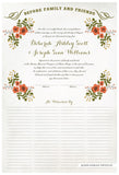 Marriage Certificate - Folk Garland (watercolor eggshell/red flowers)