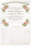 Marriage Certificate - Folk Garland (watercolor eggshell/tea pink flowers)
