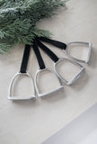 Pewter Equestrian Stirrup Ornament with Velvet Ribbon - Free Shipping