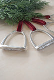 Pewter Equestrian Stirrup Ornament with Velvet Ribbon - Free Shipping