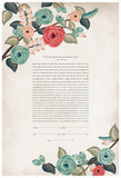 Signature Ketubah Blooming Branches on Bookcloth