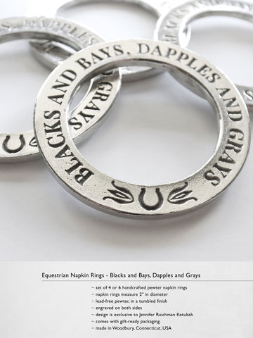 Napkin Rings - Blacks and Bays, Dapples and Grays - Free Shipping