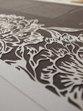 Ketubah Papercut - Peonies (Classic Design)